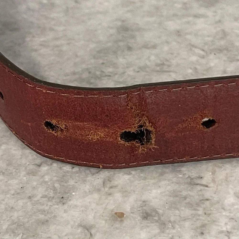 Western Braided Leather Belt Mens 42 Brown Full Grain Cowhide Brass Buckle